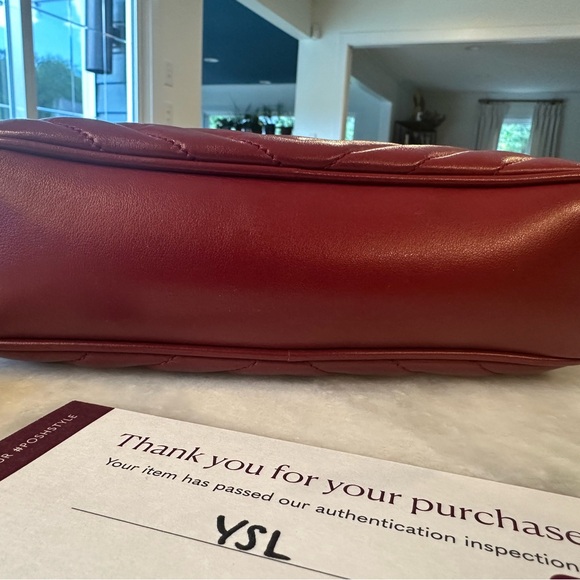 Yves Saint Laurent Burgundy Quilted Crossbody Bag - Picture 4 of 5